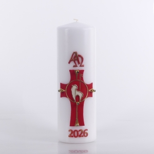 ŚWIECA PASCHALNA P-2KG 10/30cm BARANEK NA KRZYŻU, BIAŁA