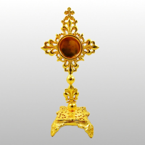 RELIKWIARZ KRZYŻ GOLD, WYS. 21CM, MOSIĄDZ