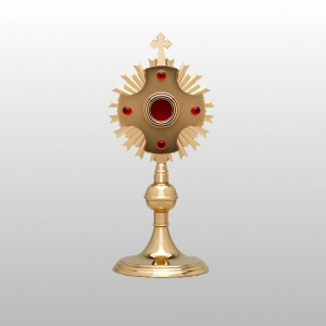 RELIKWIARZ POZŁACANY KAMIENIE PÓŁSZLACHETNE 30 CM (52333)