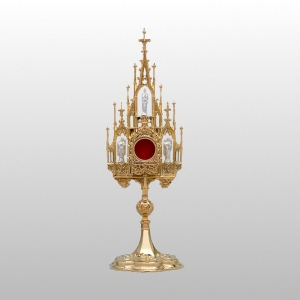 RELIKWIARZ POZŁACANY KAMIENIE PÓŁSZLACHETNE 39 CM (52334)
