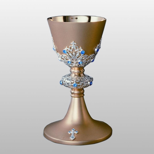KIELICH MARYJNY Z KAMIENIAMI h - 21 cm, (0234)