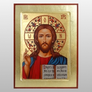 IKONA JEZUS PANTOKRATOR AUREOLA GAŁĄZKI 22x33 CM