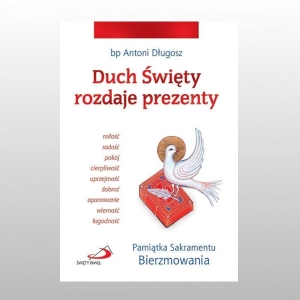 DUCH ŚW. ROZDAJE PREZENTY-BIAŁY, GOŁĘBICA Z KSIĘGĄ