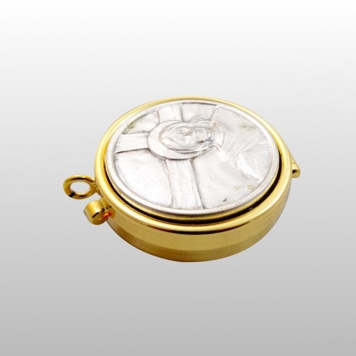 CYBORIUM śr. 5,4 cm JEZUS KRZYŻ SREBRO