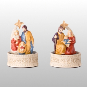 SZOPKA BOŻONARODZENIOWA ŚW. RODZINA CERAMICZNA - POZYTYWKA - WYS. 17cm