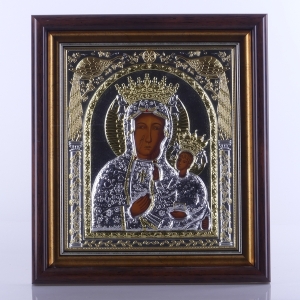 IKONA MB CZĘSTOCHOWSKA PAWIE ZA SZYBĄ 28,5 x 32,5 CM