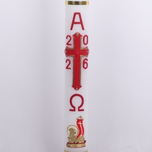 PASCHAŁ 2A 8.5/100cm  5KG BIAŁY, KRZYŻ ZŁOTE ŁEZKI + BARAN ZŁOTY