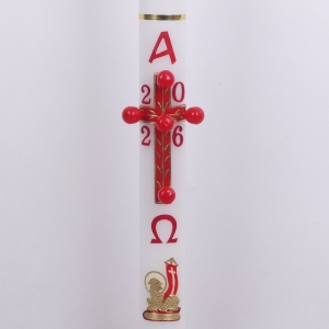 PASCHAŁ 4A 7/100cm 3,5KG WOSK, KRZYŻ ZE ZŁOTYM PASKIEM + BARAN ZŁOTY