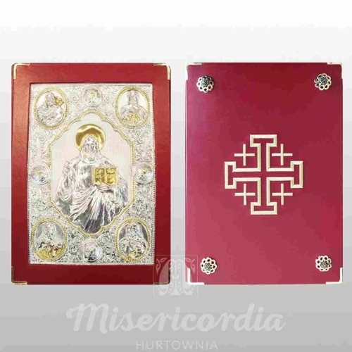 ETUI NA EWANGELIARZ - CHRYSTUS PANTOKRATOR + KRZYŻ JEROZOLIMSKI HAFT (4493)
