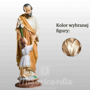 ŚW. JÓZEF OPIEKUN (Z JEZUSEM STOJĄCYM I LILIJKĄ) 47CM WŁOSKIE ZŁOTO (755)