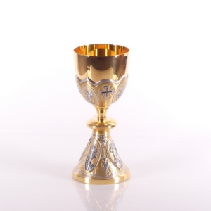 KIELICH ZŁOCONY Z MEDALIONAMI WYS. 19 CM