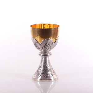 KIELICH ZŁOTO-SREBRNY PAX Z KŁOSAMI WYS. 16,5 CM