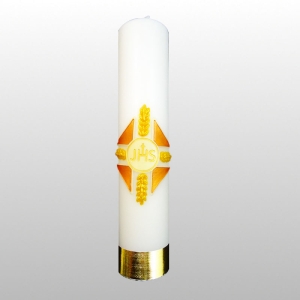 ŚWIECA OŁTARZOWA BIAŁA APLIKACJA  -EUCHARYSTIA