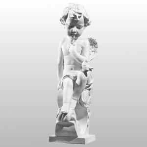 ANIOŁEK SIEDZĄCY Z GOŁĄBKIEM NA KOLANIE 47CM BIAŁY (939)
