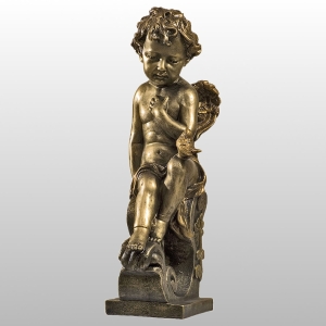 ANIOŁEK SIEDZĄCY Z GOŁĄBKIEM NA KOLANIE 47CM ZŁOTY (939)