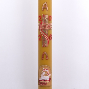 PASCHAŁ 1A 10/115cm 8,5 KG OLEJOWY - WOSK, KRZYŻ WSTĘGA + NOWY BARAN