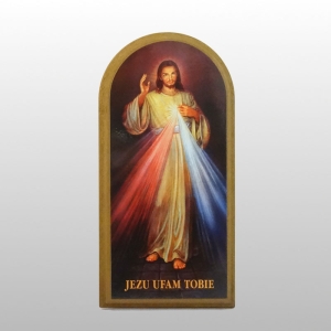 PAMIĄTKA NA DESCE JEZUS MIŁOSIERNY (15X31) brązowa