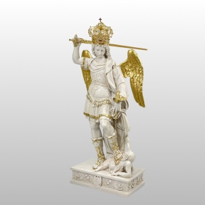 ORYGINALNA FIGURA ŚW. MICHAŁA ARCHANIOŁA Z GARGANO Z KORONĄ 140 CM