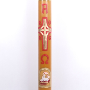 PASCHAŁ 0A 12/125 CM 13KG, OLEJOWY - WOSK, KRZYŻ ZŁOTE ZAOKRĄGLONE PASY + NOWY BARAN