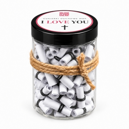 SŁOIK ZE SŁOWEM BOŻYM I LOVE YOU (ok.70 szt.)