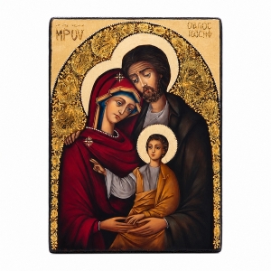 IKONA MAŁA MALOWANA ŚW.RODZINA (JEZUS WSKAZUJE RĘKĄ)