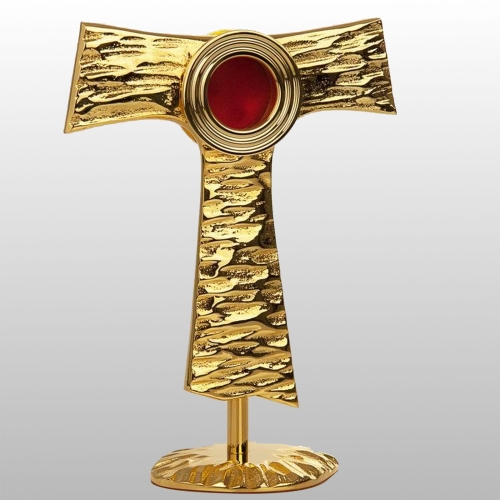 RELIKWIARZ FRANCISZKAŃSKI SYMBOL TAU ZŁOCONY 19,5 CM