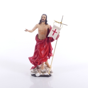 FIGURKA JEZUS ZMARTWYCHWSTAŁY SZATA CZERWONA 21 CM