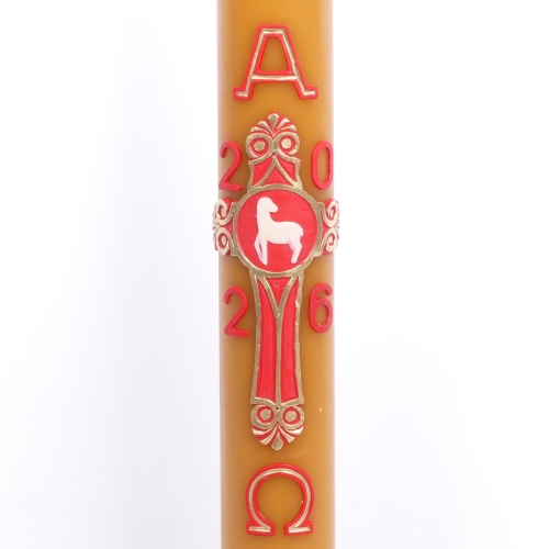 PASCHAŁ 2A 8.5/100cm  5KG WOSK, BARANEK NA KRZYŻU, ZŁOTE WZORY