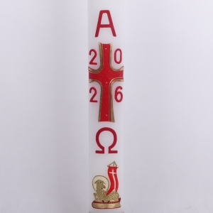 PASCHAŁ 2A 8.5/100cm  5KG BIAŁY, KRZYŻ ZŁOTE BRZEGI + BARAN ZŁOTY