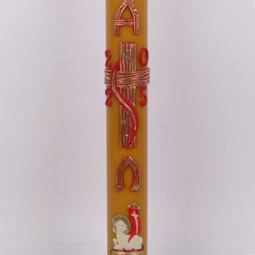 PASCHAŁ 4A 7/100cm 3,5KG WOSK, KRZYŻ WSTĘGA + BARAN ZŁOTY