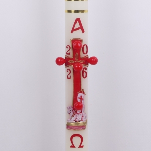 PASCHAŁ 4A 7/100cm 3,5KG BIAŁY, BARANEK NA KSIĘDZE WPISANY W KRZYŻ, ZŁOTE PŁATKI