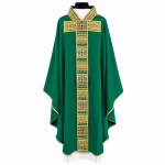ORNAT ZIELONY KRZYŻ TAU - KAMIENIE + STUŁA + WELON NA KIELICH