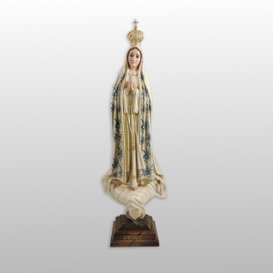 FIGURA MATKA BOŻA FATIMSKA TRADYCYJNE MALOWANIE SZKLANE OCZY KWIATY 44cm 1035/VF