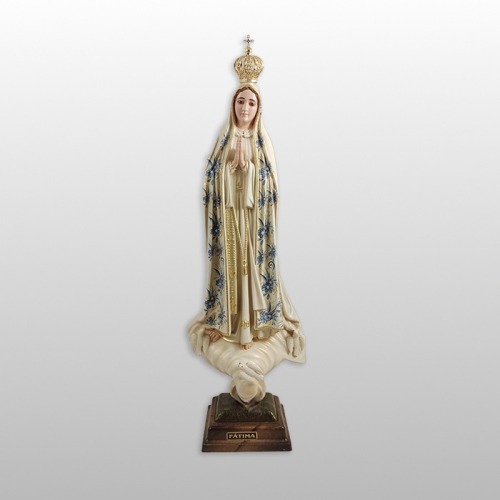 FIGURA MATKA BOŻA FATIMSKA TRADYCYJNE MALOWANIE SZKLANE OCZY KWIATY 44cm 1035/VF