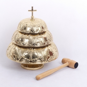 GONG MOSIĘŻNY POTRÓJNY ZDOBIONY Z MŁOTKIEM 40CM