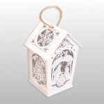 LAMPION ADWENTOWY DREWNIANY - BIAŁA SKLEJKA - z bateriami, wys.18cm