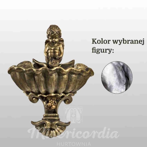 ANIOŁEK SIEDZĄCY NAD MISĄ 38CM SREBRNY (950)