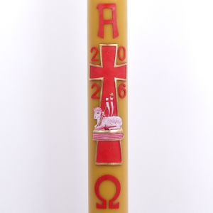 PASCHAŁ 1A 10/115cm 8,5 KG WOSK, BARANEK NA KSIĘDZE WPISANY W KRZYŻ SZEROKI