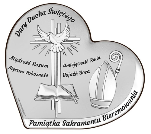 OBRAZEK PAMIĄTKA BIERZMOWANIA SERCE 8X7,5