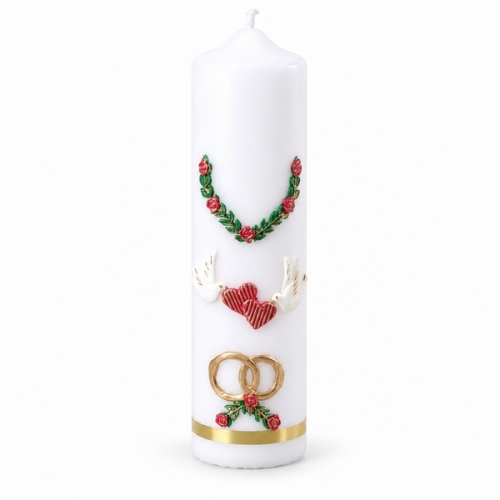 ŚWIECA OKOLICZNOŚCIOWA - JUBILEUSZ OBRĄCZKI, WYS.24cm / ŚR.6,5cm
